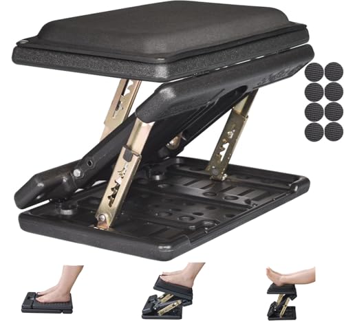 Adjustable Footrest with Removable Foam Cushion, Under Desk Footrest with Massage Beads for Car, Home, Office Stool, 4-Level Height for Improved Posture Back&Hip Pain Relief(Black Plus) - color: Black Plus