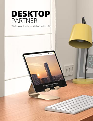 Lamicall Tablet Stand, Adjustable Tablet Holder - Desktop Stand Dock Holder Gifts Compatible with 4-13" Tablets Such as iPad Pro 11, 9.7, 10.5, 12.9 Air Mini, Kindle, Tab, iPhone Air 17 Pro Max, Gold - color: Gold