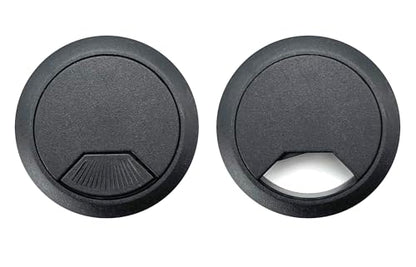 ANGSTROM 2-Inch Hole Desk Grommet Cover Organizer for Desktop Computer Electronics Wires, Black Plastic (2-Pack)