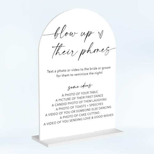 Wedding Blow Up Their Phones Sign Photo Hunt Party Game Acrylic Arch Wedding Bridal Shower Baby Shower Welcome Table Signs for Ceremony and Reception 7 x 5 Inches Decor1326 - color: Phones