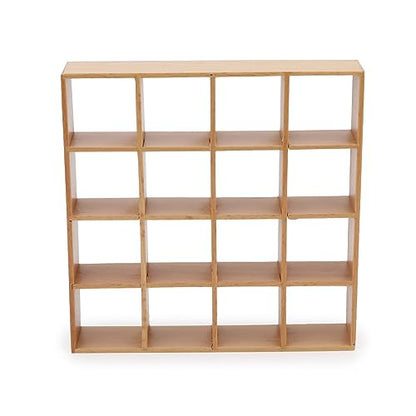 Miniature Furniture Storage Rack 1/12 Dollhouse Furniture 16 Grid Shelf Bookshelf Display Shelf Wall Rack Stand Mini House Scene Decoration (Wooden) - style: Wooden