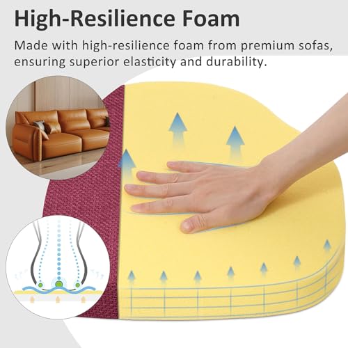 Shinnwa Dining Chair Cushions Set of 4, High-Resilience Foam Windsor Seat Pads, Kitchen Chair Cushions with Ties & Textured Cover, 4 Pack, 16.5 x 15.5 x 2, Dark Red - color: Dark Red, size: 4 Count (Pack of 1)