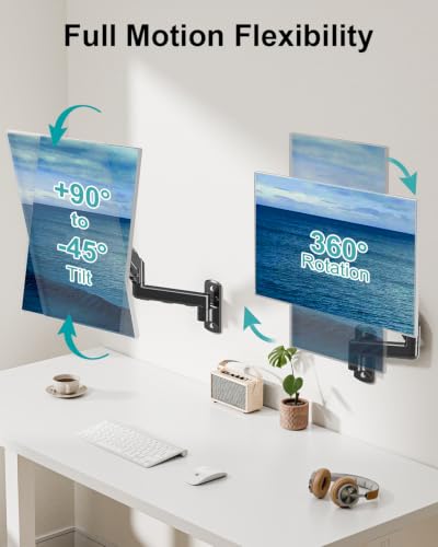 MOUNT PRO Single Monitor Wall Mount for 13 to 32 Inch Computer Screens, Height Adjustable Wall Mount Monitor Arm Holds Up to 19.8lbs, Full Motion Wall Bracket, VESA Mount 75x75, 100x100, Black - color: Black, size: Single