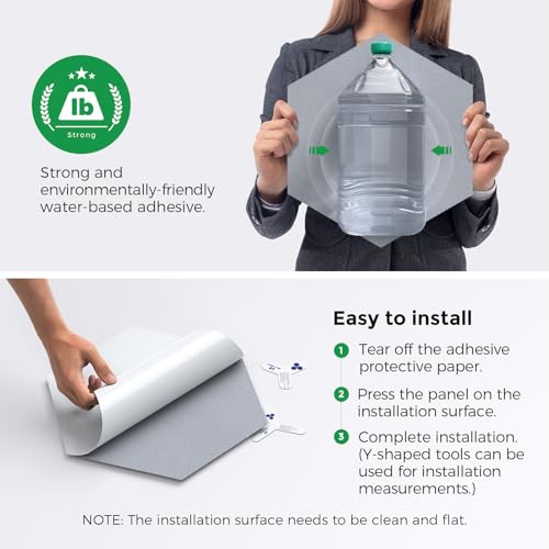 Self-Adhesive Acoustic Panels [390 lbs/yd³ Ultra-High Density], 2nd Generation Sound Absorbing Panel, Professional Level Sound Panel, Polyester Soundproof Foam [Medium Hexagon, Cloud Grey] - color: Cloud Grey, size: Medium Hexagon (12''x10''x0.4'')