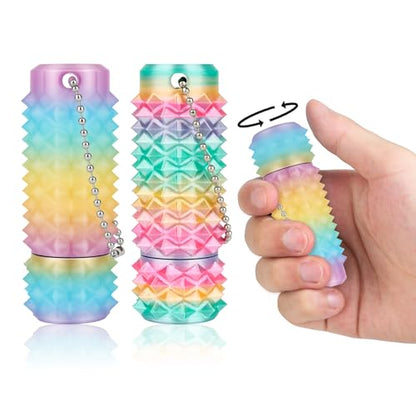 Little Ouchies Pain Stim Fidget Toy, 3D Printed Pocket Spiky Keychain with Clicker Button Spinner Sensory Toys for Anxiety Focus & Stress Reduction Novelty Gifts(H2) - color: H2