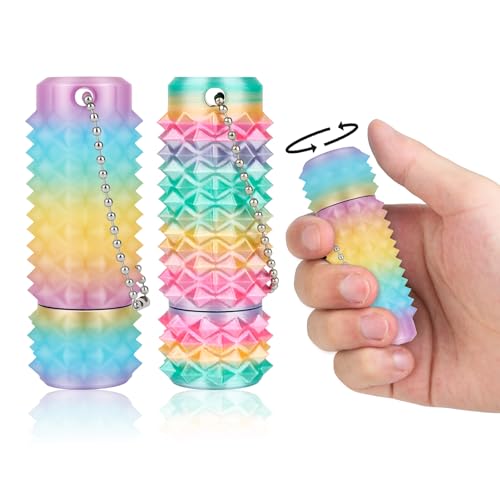 Little Ouchies Pain Stim Fidget Toy, 3D Printed Pocket Spiky Keychain with Clicker Button Spinner Sensory Toys for Anxiety Focus & Stress Reduction Novelty Gifts(H2) - color: H2