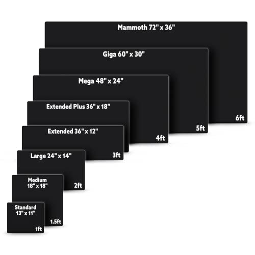 Gamer Boss - Gaming Mouse Pad - 48 x 24 Inches - 4mm Thick with Stitched Edges, Non-Slip Rubber Base, Premium Cloth Mousepad, Desk Mat for Laptop, Keyboard, Computer & PC (Mega, Black) - color: Black, size: 48" x 24"