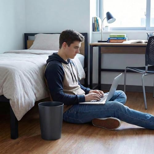 Mini Waste Basket - Durable Small Plastic Garbage Trash Can Bin - Lidless Open-Top, Slim Profile for Compact Spaces - Suitable for Home, Bathroom, Office, Bedroom, Kitchen and More, Grey - color: Grey