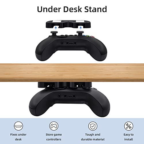 Mcbazel Under Desk Mount for Xbox Series X/S, Xbox One X/S, Xbox One, Xbox 360, Switch Pro Controller, Table Stand Holder Compatible with Xbox and Switch Pro Controller - Black - color: Black