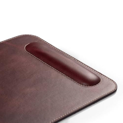 Londo Top Grain Leather Mouse Pad with Wrist Rest – Ergonomic Support, Non-Slip Base, Smooth Surface - color: Purple