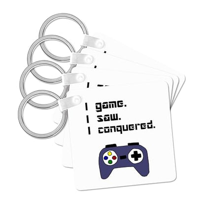 3dRose, Cute Fun Video Game Contoller I game I saw I conquered, Key Chain - size: set of 4 Key Chains