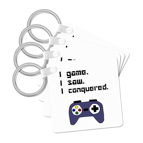 3dRose, Cute Fun Video Game Contoller I game I saw I conquered, Key Chain - size: set of 2 Key Chains
