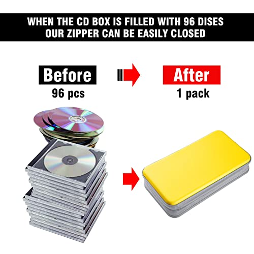 DVD Case, Bivisen CD Case Holder Wallet Binder 96 Capacity CD/DVD Cases Storage Holder Binder Organizer Wallet Book for Car Home Travel (Yellow) - color: Yellow