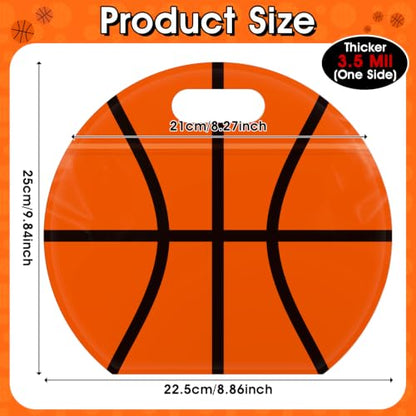 AKAIXI 24pcs 3.5Mil Thickened Basketball Snack Bags Reusable Sealed Bags | with Handle Stand-up Basketball Goodie Bags for Team Practice/Game Day Supplies, Gifts for Football Lovers Players Coache - color: Basketball