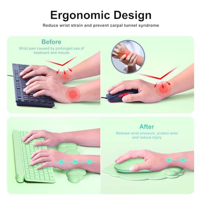 MOKURU Cloud Mouse Pad with Wrist Rest, Cloud Keyboard Wrist Rest, Mouse Pad Wrist Support, Ergonomic Keyboard Mouse Wrist Support (Green) - color: Green1