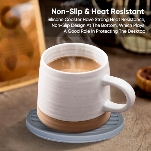 6Pcs Rubber Coasters for Drink with Holder,Silicone Cup Mat Plastic Coaster | Non-Stick, Non-Slip, Thickened Outdoor Plastic Coasters Set, Live for Hot or Cold Drink Table Rubber Glass Coaster - color: Pure Gray-plastic Holder