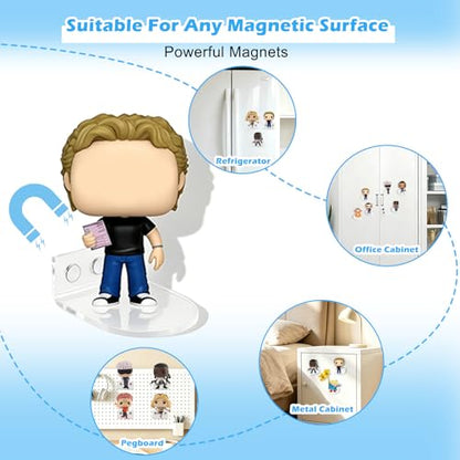 8PC Small Acrylic Magnetic Display Shelves – 2" Clear Floating Display Stand for Funko Pop, Action & Vinyl Figures, Ideal for Refrigerator, Pegboard, Kitchen Decor - style: Magnetic-8PC
