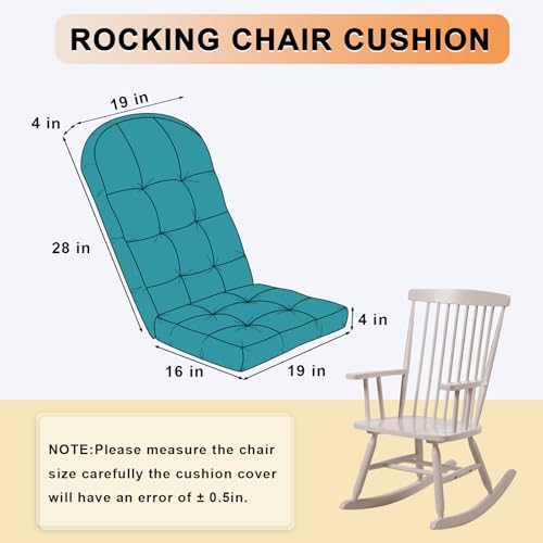 Rocking Chair Cushion - Chenille Fabric, High-Density Sponge, Durable Comfort Non-Slip Bottom Tufted Seat Pads with Ties, Chenille︱Blue, 44x19x4 inch - color: Chenille | Blue
