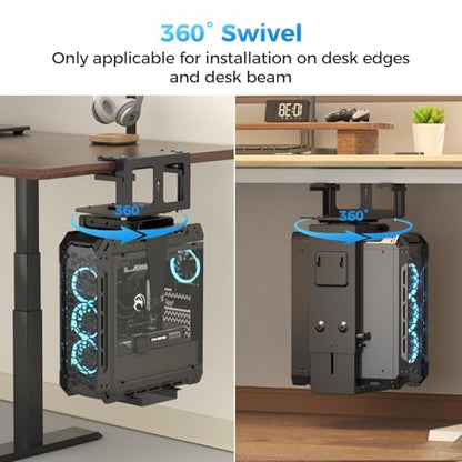 Suptek Clamp-on Desk or Desk Leg PC Mount,Adjustable Height and Width,CPU Under Desk Table Beam PC Mount Bracket Computer Tower Wall and Under Counter Holder - size: MAX 11.61"(W) Desk/Leg/Beam PC Mount