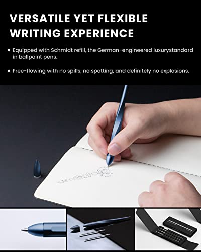 novium Hoverpen Interstellar - Futuristic Luxury Pen Made With Aerospace Alloys, Unique Aesthetic, Free Spinning Executive Pen, Gifts for Men & Women (Neptune Blue) - color: Neptune Blue, style: Basic