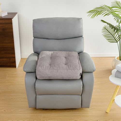 HIGOGOGO Tufted Corduroy Recliner Seat Cushion for Elderly, 20x20x5 Inch Large Square Seat Cushion for Recliner Chair, Floor Pillow, Office Chair, Car, No Pressure on Thighs, Grey - color: Grey, size: 20x20x5
