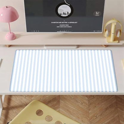 Blue Striped Desk Mat Cute Pastel XXL Large Gaming Mouse Pad Desk Pad Kawaii Aesthetic Home Office Decor Cozy Keyboard Laptop Computer Mat - color: A1- Blue