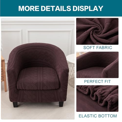 KRFOONN Club Chair Slipcover 2 Piece Stretch Jacquard Round Barrel Chair Covers Removable Tub Chair Slipcover with Elastic Bottom Chair Coverings Furniture Protector Cover for Living Room, T7 - color: Color T7