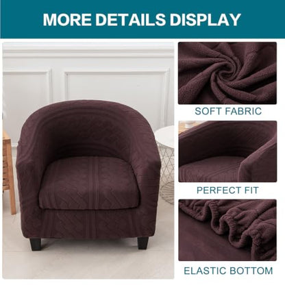 KRFOONN Club Chair Slipcover 2 Piece Stretch Jacquard Round Barrel Chair Covers Removable Tub Chair Slipcover with Elastic Bottom Chair Coverings Furniture Protector Cover for Living Room, T7 - color: Color T7