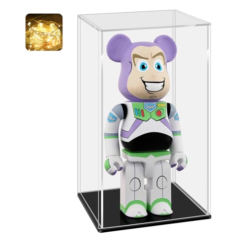 LANSCOERY Acrylic Display Case, Assemble Showcase Display Box for Collectibles, with Dustproof & Seamless Display Design, 5.9x4.7x12.6inch Black Base - color: Black, size: 5.9x4.7x12.6inch; 15x12x32cm