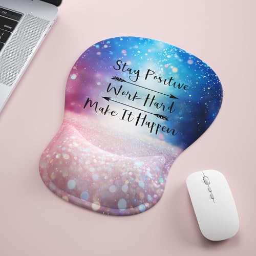 Ergonomic Mouse Pad with Wrist Rest,Cute Gel Mousepad Wrist Support - Small Mini Portable for Travel Mouse Pads for Desk Laptop,Computer,Office & Home Decor (Glitter Pink Blue) - color: B-Glitter Pink Blue