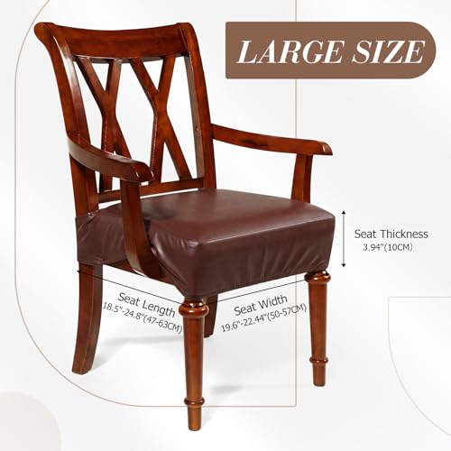 Havawish PU Leather Dining Chair Cover Waterproof Seat Cover for Dining Room Chair with Armrest Stretchable Washable Waterproof Seat Slipcover Protector (Coffee) - color: Coffee
