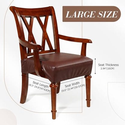 Havawish PU Leather Dining Chair Cover Waterproof Seat Cover for Dining Room Chair with Armrest Stretchable Washable Waterproof Seat Slipcover Protector (Coffee) - color: Coffee