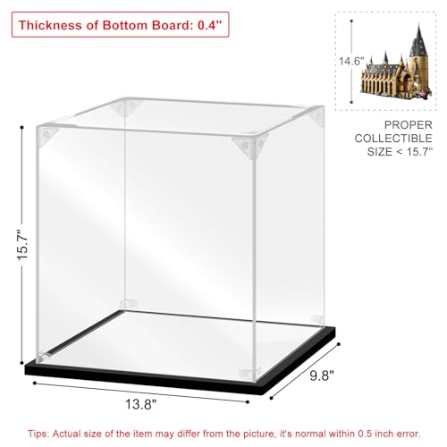 Acrylic Display Case for Collectibles Assemble Display Box for Lego 75954 Castle Building Set Clear Acrylic Case for Display Toys Action Figures(Black,13.8*9.8*15.7 inch) - size: 13.8*9.8*15.7 inch