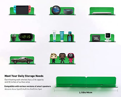 OAPRIRE Wall Mount Shelves Set of 2 for Bedroom, Bathroom, Kids Room & More - Drill Free Acrylic Shelf with Cable Clips, Waterproof Strong Adhesive, Easy to Install (Emerald) - color: Emerald