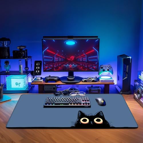 Cat Eyes Extended Gaming Mouse Pad 35.4 x 15.7 Inch – Large Cute Cat Desk Mat for Gaming, Office, and Home Use, with Non-Slip Rubber Base and Smooth Cloth Surface - color: #31, size: 35.4 x 15.7 Inch