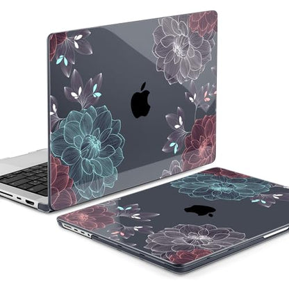 DONGKE Compatible with MacBook Pro 16 Inch Case (2026-2021 Release, M5 M4 M3 M2 M1 Pro/Max Chip), Plastic Hard Shell Cover with Keyboard Cover & Screen Protector for MacBook Pro 16", Dahlia Flowers - color: Dahlia Flowers