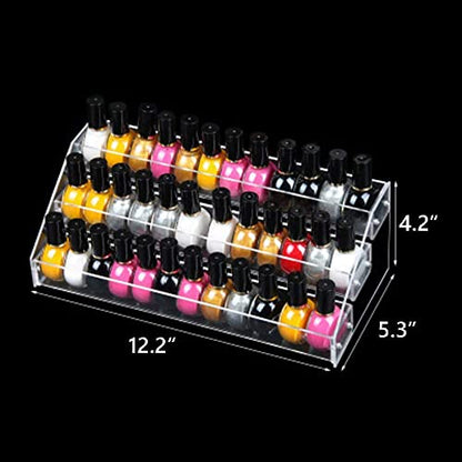 Nail Polish Holder Organizer Clear Acrylic Nail Polish Tray Fingernail Polish Display case 3 layers Essential Oils Holder Makeup Organizer - style: 3t