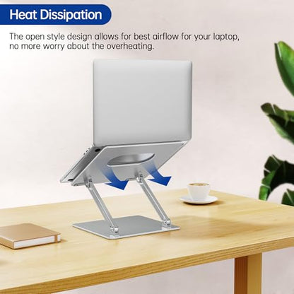 BESIGN LS10 Laptop Stand for Desk, Ergonomic Adjustable Notebook Tablet Stand, Foldable Laptop Riser, Portable Desktop Book Stands, Computer Holder Compatible with 10-14" Laptops, Silver - color: B-Silver