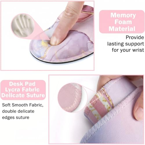LATEEFAH Desk Mat, Mouse Pad with Wrist Rest, 4-in-1 Large Mouse Pads for Desk, Ergonomic Mouse Pad and Keyboard Wrist Rest Gaming Keyboard Mat for Office, Home - color: 4Pcs-Pink Marble