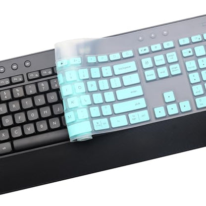 Keyboard Cover Skin for Logitech MK545 MK540 Wireless Keyboard, Logitech MK545 Keyboard Protector, Logitech MK540 Ultra Thin Desktop PC Silicone Clear Keyboard Skin Protector-Hotblue - color: Hotblue