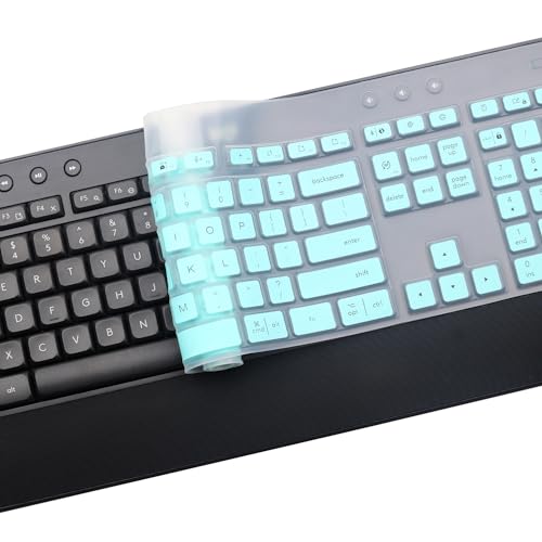 Keyboard Cover Skin for Logitech MK545 MK540 Wireless Keyboard, Logitech MK545 Keyboard Protector, Logitech MK540 Ultra Thin Desktop PC Silicone Clear Keyboard Skin Protector-Hotblue - color: Hotblue