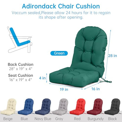 Adirondack Chair Cushion Waterproof Rocking Chair Cushion, Tufted High Back Patio Chair Cushions with Anti-Slip Ties for Rocking Chairs,Adirondack Chair,Patio Furniture (Green) - color: Green
