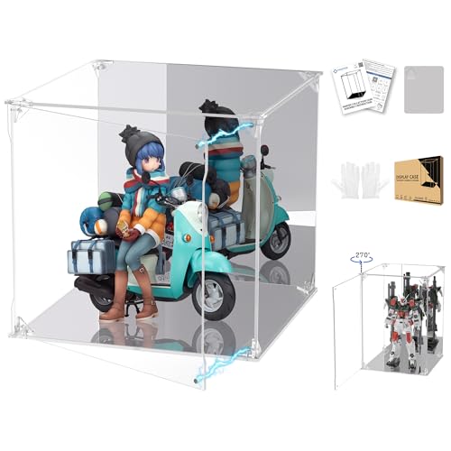 Clear Acrylic Display Case with Mirrored Back and Base, UV Protected Acrylic Box with Magnetic Door, Dustproof Display Box Showcase for Collectibles, Figures, Models, Toys (10x10x10inch) - size: 10x10x10 inch
