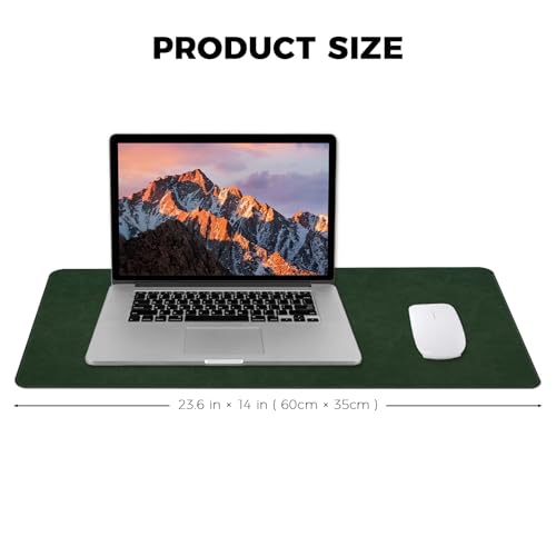 Medium Size PU Leather Desk Pad wiith Stitching Edge Easy Clean Desk Protecor Non-Slip Base Mat for PC Laptop Office/School 23.6"x 13.8" M Dark Green - color: Dark Green, size: 23.6" x 13.8"