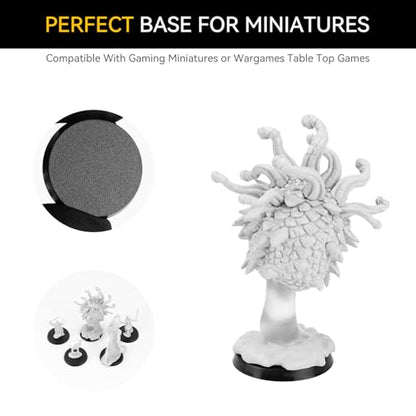 100PCS 40mm/1.57inch Textured Plastic Black Round Miniature Bases, Model Base for Gaming Miniatures or Wargames Table Top Games - color: 40mm-100pcs-black