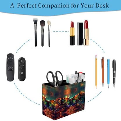 Pen Holder and Anti-Slip Mouse Pad Combination, Makeup Brush Storage Box, Tableware Storage Box, Suitable for Office and Home - Psychedelic Butterfly - color: Psychedelic Butterfly