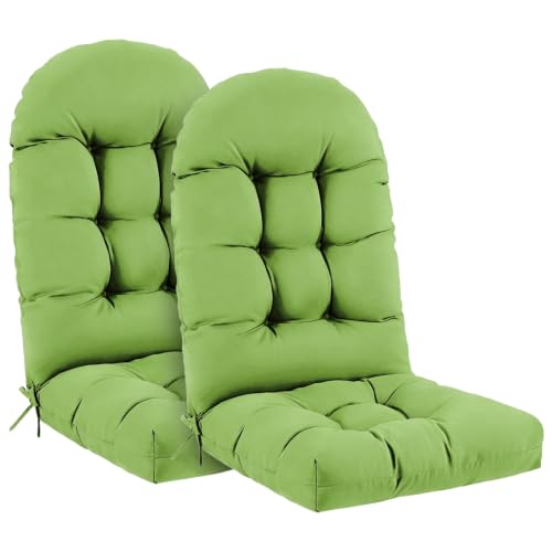 Outdoor Adirondack Chair Cushions Set of 2, 44x19x4 Inch Rocking Chair Cushion, High Back Patio Soft Seat Pad with Ties, Indoor Outside Use, Olive - color: Olive, size: 44x19x4 Inch