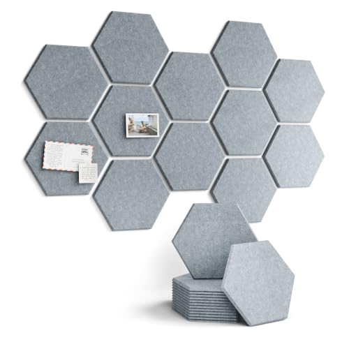 Fluxynara Hexagon Cork Board Alternative for Walls Decor-12-Pack Felt Bulletin Board Tiles,with 70 Adhesive Tabs for Office,Classrooms & Home Pin Board Felt Board-Blue Gray - color: Blue Gray-1, size: 12-Pack