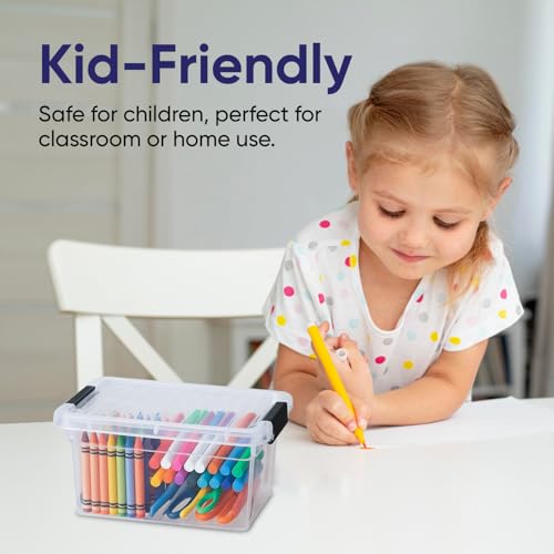 Superio Mini Storage Container Plastic Crayon Box Art Supplies and Sewing Case Stackable Clear Small Organizer for Beads, Stationery, Chalk, and Food, 1.05 Quart, 5 Pack - size: 1.05 Quarts, style: 5 Pack