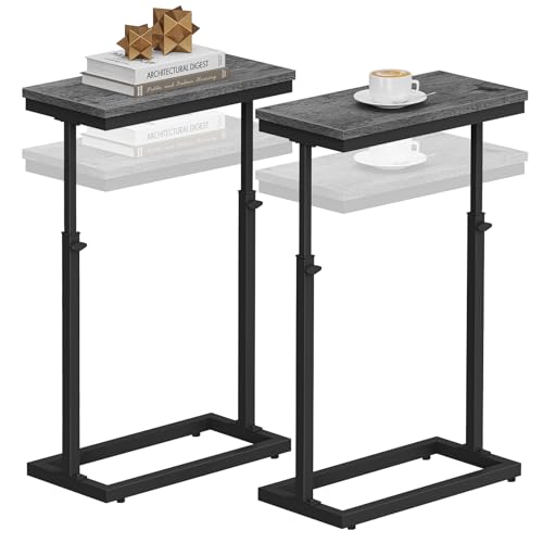 TUTOTAK End Table, Side Table, Tall Couch Table, Sofa Table, Living Room, Bedroom, Grey TB01BY0832 - color: Grey, size: 2 Pack, style: Ordinary